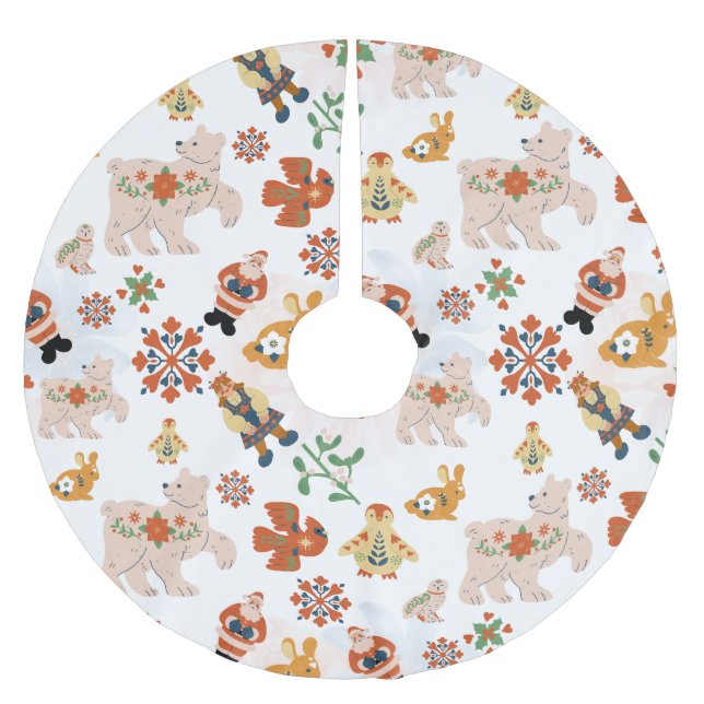 Niedliche Blume Weihnachtsmuster mit dem Weihnacht Polyester Weihnachtsbaumdecke (Vorderseite)
