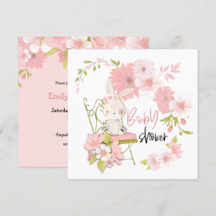 Niedliche Blume Weiße Pink Girl Babydusche Einladung