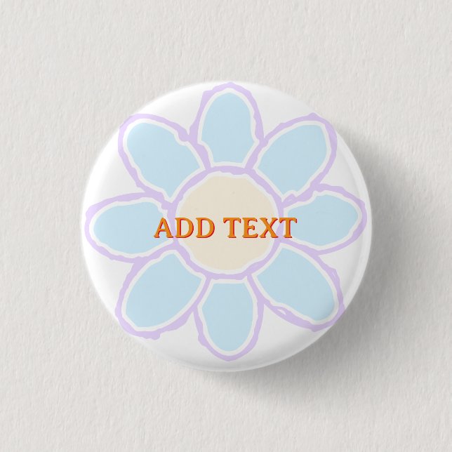 Niedliche Blume Zeichnend benutzerdefinierter Text Button (Vorderseite)