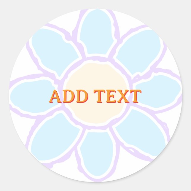 Niedliche Blume Zeichnend benutzerdefinierter Text Runder Aufkleber (Vorderseite)
