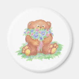 Niedliche Blumen für Sie Teddy-Bär Magnet