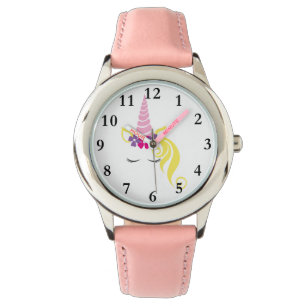Niedliche Blumen-Kroneunicorn-Uhr Armbanduhr