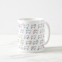 Niedliche Blumen-Mops-Hundemuster-Tasse