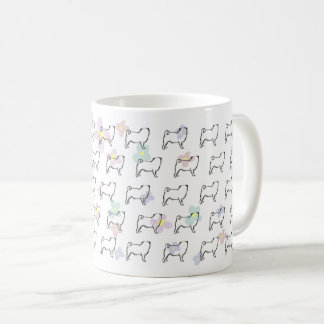Niedliche Blumen-Mops-Hundemuster-Tasse Kaffeetasse