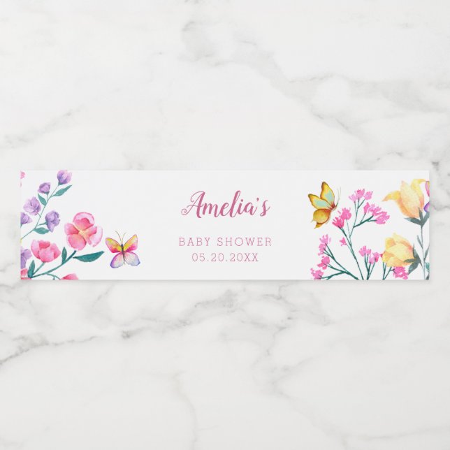 Niedliche Blumen-Schmetterlingsgarten Kinderdusche (Einzelnes Label)