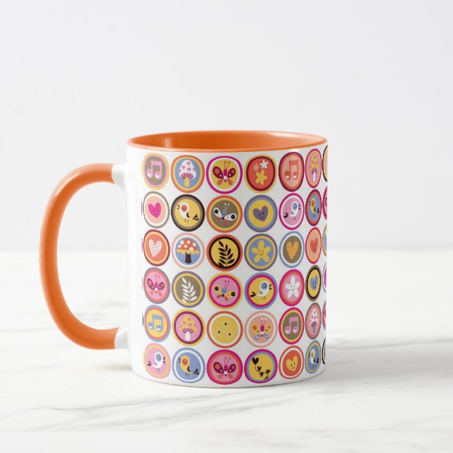 niedliche Blumen, Vögel, Herzmuster Tasse (Links)