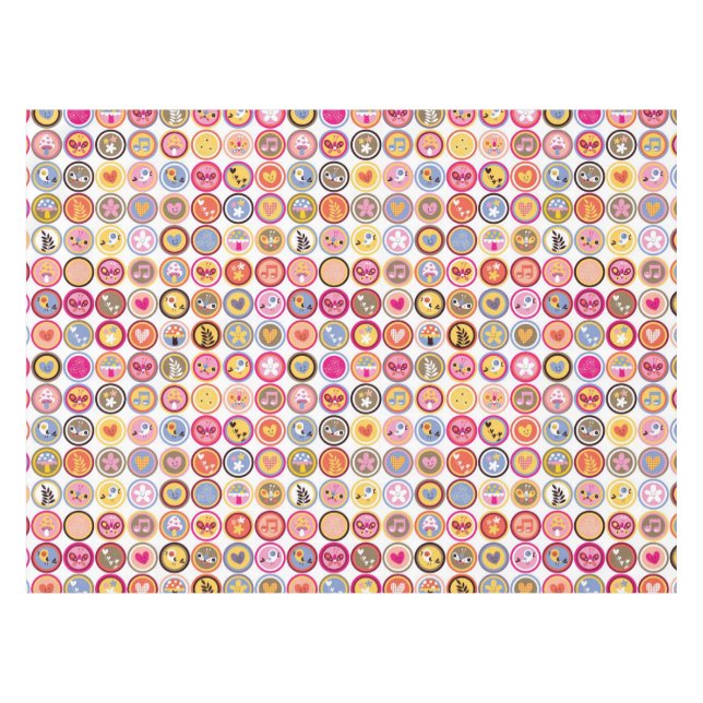 niedliche Blumen, Vögel, Herzmuster Tischdecke (Vorderseite (Horizontal))