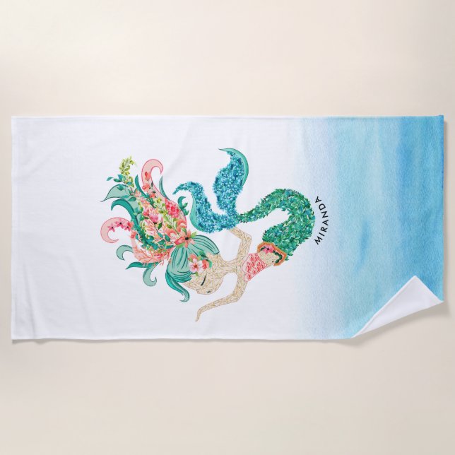 Niedliche Blumenbekleidung Aquarellbilder Strandtuch (Vorderseite)