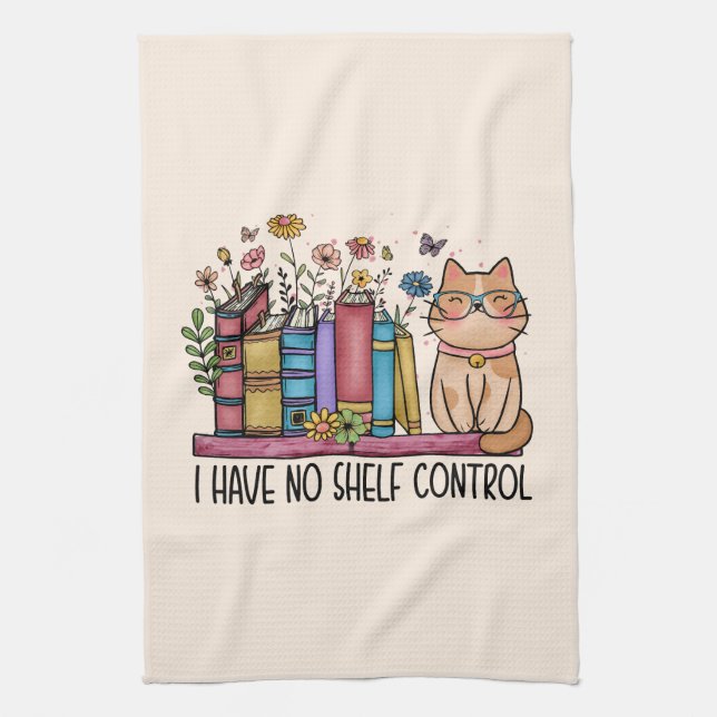 Niedliche Blumenbücher und Katzen Geschirrtuch (Vertikal)