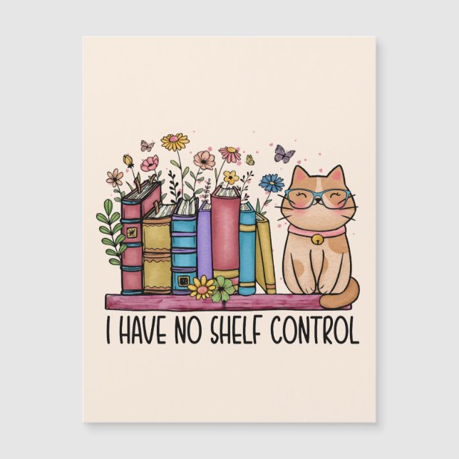 Niedliche Blumenbücher und Katzen Magnetkarte (Vorderseite)