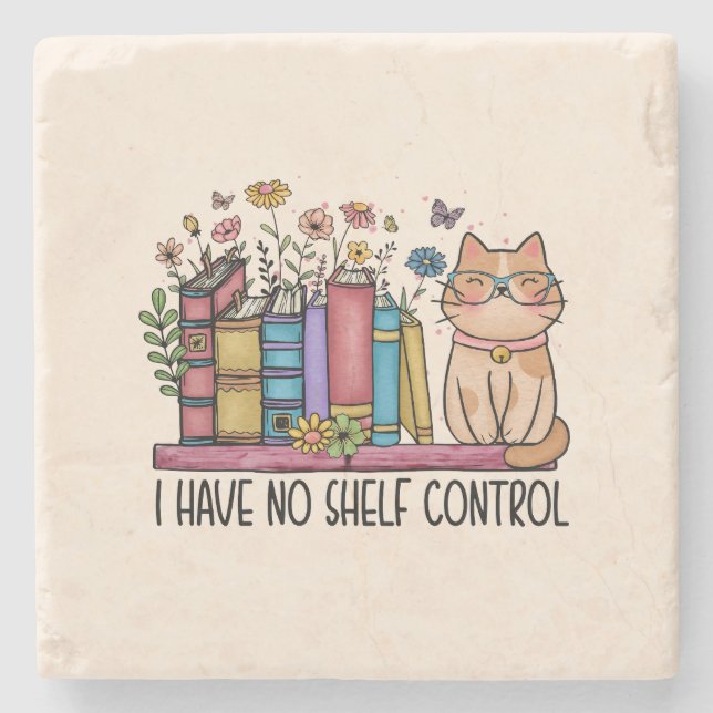 Niedliche Blumenbücher und Katzen Steinuntersetzer (Vorderseite)