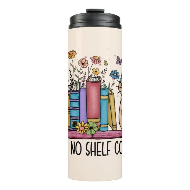 Niedliche Blumenbücher und Katzen Thermosbecher (Vorderseite)