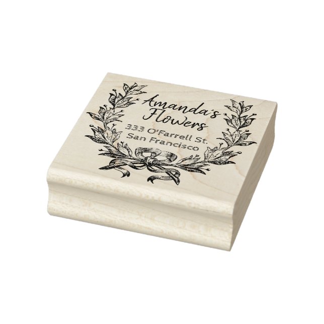 Niedliche Blumenerklärung und Geschäftsadresse Gummistempel (Stempel)