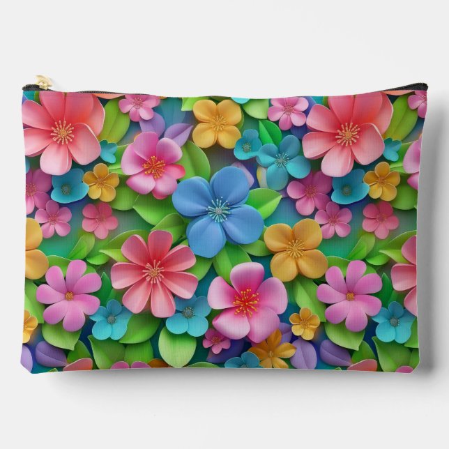Niedliche Blumenfantasy & Rainbow Whimsy Dualdesig Zubehörtasche (Vorderseite)