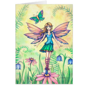 Niedliche Blumenfee und Schmetterling Aquarell-Kun