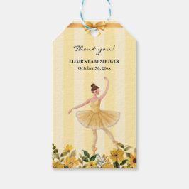 Niedliche Blumengelbe Ballerina Ribbon Babydusche Geschenkanhänger
