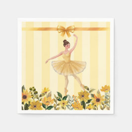 Niedliche Blumengelbe Ballerina Ribbon Babydusche Serviette