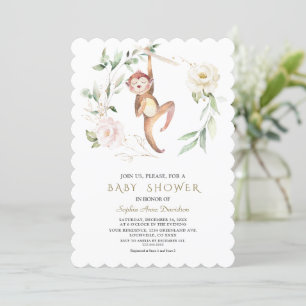 Niedliche Blumengrün, Gold Baby Dusche Einladung