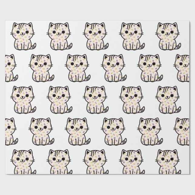 Niedliche Blumenkitte Geschenkpapier (Flach)