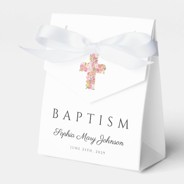 Niedliche Blumenkreuz Religiöse Taufe Geschenkschachtel (Vorderseite)