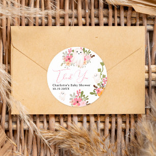 Niedliche Blumenkürbis kleine Babydusche Runder Aufkleber