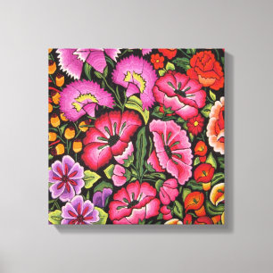 Niedliche BlumenLeinwand. Blumen, mexikanische Art Leinwanddruck