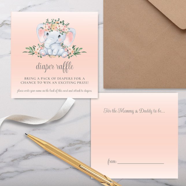 Niedliche Blumenlephant Babydusche Buchanfrage Begleitkarte (Cute Blush Pink Floral Greenery Elephant Baby Shower Theme Books for Baby Cards)