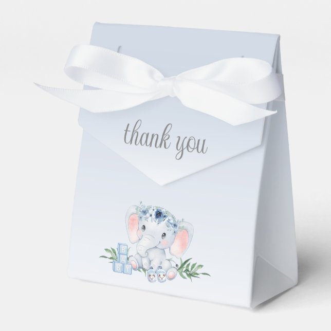 Niedliche Blumenlephant Babydusche Danke Geschenkschachtel (Vorderseite)