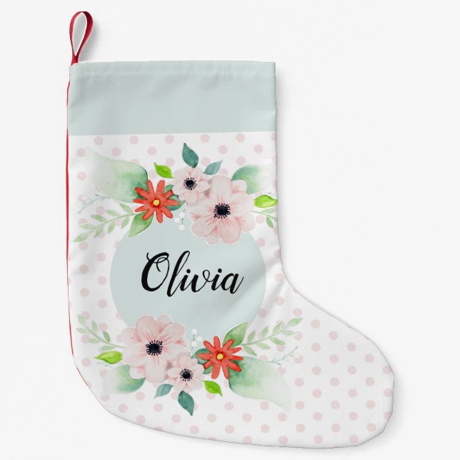 Niedliche Blumenmädchen Aquarellfarben Blume und N Kleiner Weihnachtsstrumpf (Vorderseite)