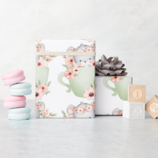 niedliche Blumenmaus Geschenkpapier