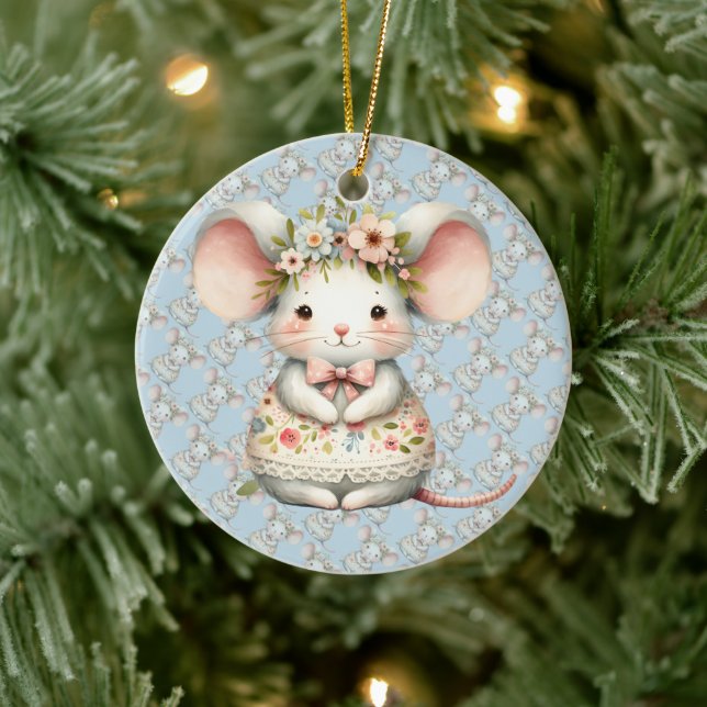 Niedliche Blumenmousse Blume Krone Keramik Ornament (Baum)