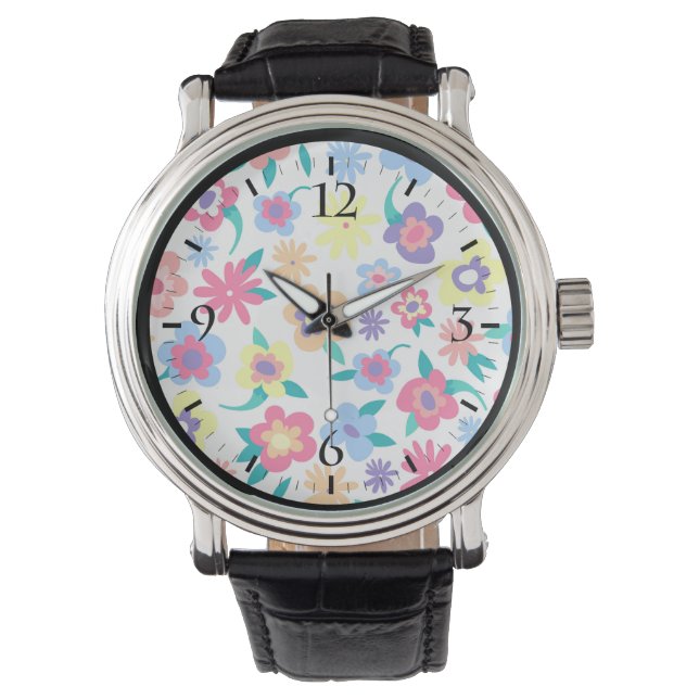 Niedliche Blumenmuster Armbanduhr (Vorderseite)