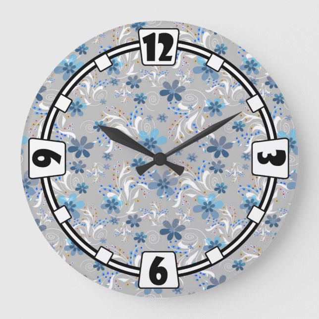 Niedliche Blumenmuster , Blume , Blumenmuster Große Wanduhr (Vorderseite)