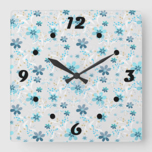 Niedliche Blumenmuster , Blume , Blumenmuster Quadratische Wanduhr
