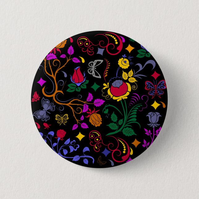 Niedliche Blumenmuster Button (Vorderseite)