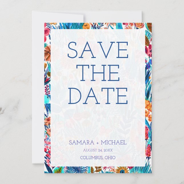 Niedliche Blumenmuster Save the Date (Vorderseite)