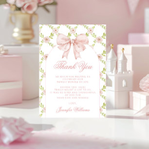Niedliche Blumenpinke, Shabby Chic Baby Girl Dusch Dankeskarte