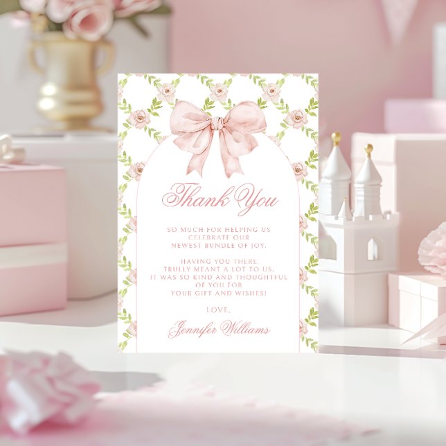 Niedliche Blumenpinke, Shabby Chic Baby Girl Dusch Dankeskarte (Von Creator hochgeladen)
