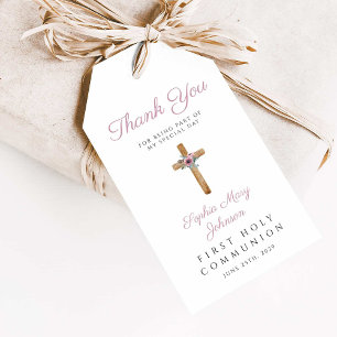 Niedliche Blumenrosa Cross Girl Erste Kommune Geschenkanhänger