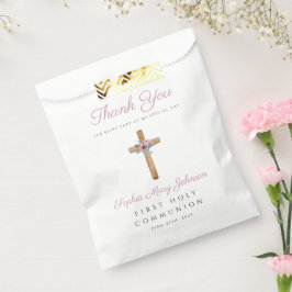 Niedliche Blumenrosa Cross Girl Erste Kommune Geschenktütchen