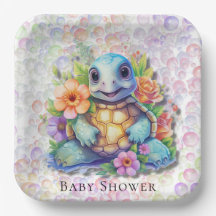 Niedliche Blumenschildkröte und Bläschen Babydusch
