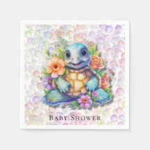 Niedliche Blumenschildkröte und Bläschen Babydusch