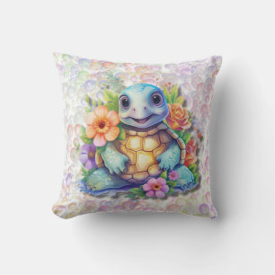 Niedliche Blumenschildkröten und Bläschen Baby Nur Kissen