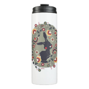 Niedliche Blumenzierkunst Tierkatze Kaninchen East Thermosbecher
