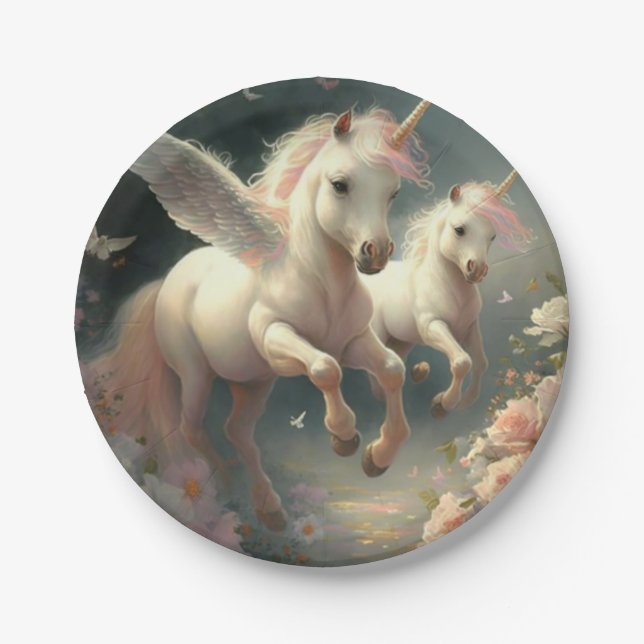 Niedliche Blumenzwiebeln fliegen Pony Paper Pla Pappteller (Vorderseite)