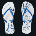 Niedliche Blumenzwiebeln Flip Flops<br><div class="desc">Niedliche blaue Blumenbraut flip Flops für Braut zu sein, große personalisierte Brautparty Geschenke.</div>