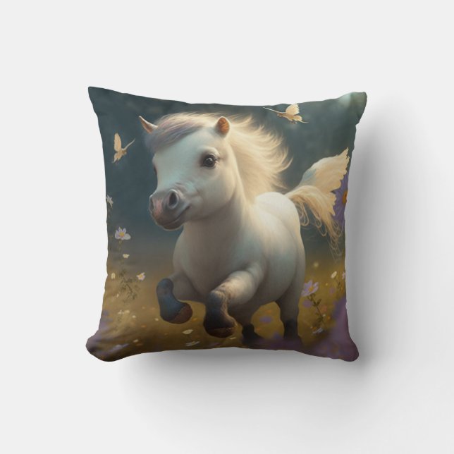 Niedliche Blumenzwiebeln mit Pony Throw Pil Kissen (Vorderseite)