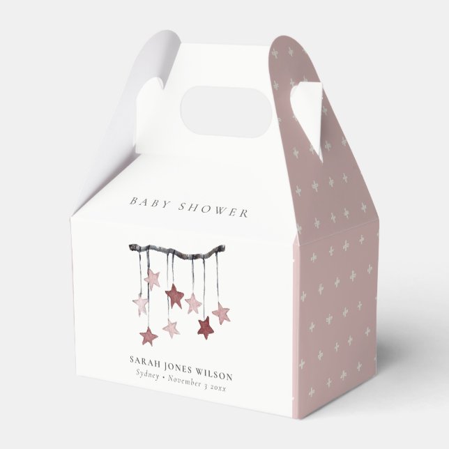 Niedliche Blush Pink Star Mobile Baby Dusche Geschenkschachtel (Vorderseite)