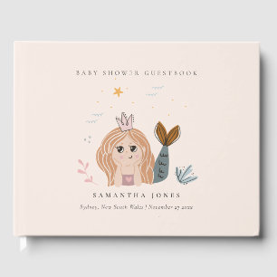 Niedliche Blush Sea Meerjungfrau Girl Babydusche Gästebuch