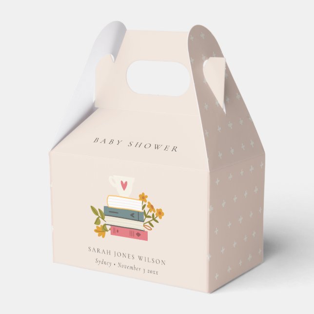 Niedliche Blush Storybooks Floral Baby Dusche Geschenkschachtel (Rückseite)